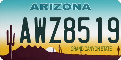 AZ license plate AWZ8519