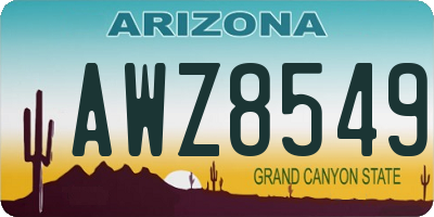 AZ license plate AWZ8549