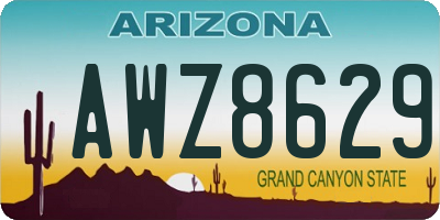 AZ license plate AWZ8629