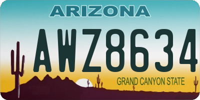 AZ license plate AWZ8634
