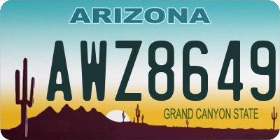 AZ license plate AWZ8649