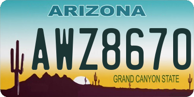 AZ license plate AWZ8670