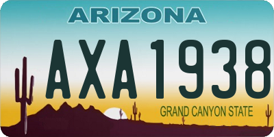 AZ license plate AXA1938