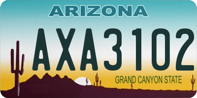 AZ license plate AXA3102