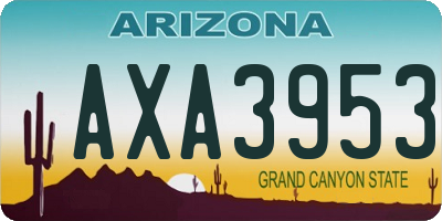 AZ license plate AXA3953