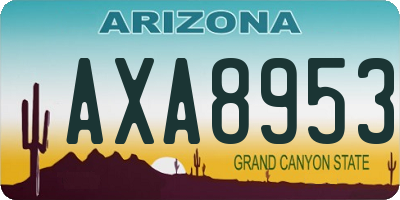 AZ license plate AXA8953
