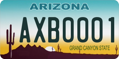 AZ license plate AXB0001
