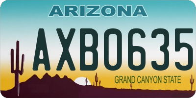 AZ license plate AXB0635