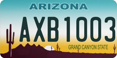 AZ license plate AXB1003