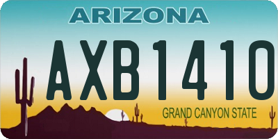 AZ license plate AXB1410