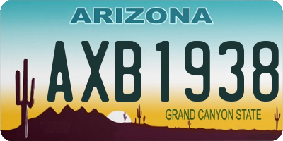 AZ license plate AXB1938