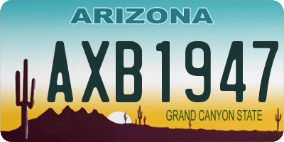 AZ license plate AXB1947