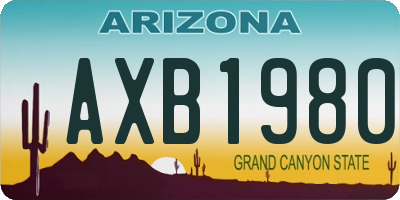 AZ license plate AXB1980
