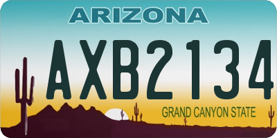 AZ license plate AXB2134