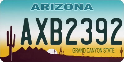 AZ license plate AXB2392