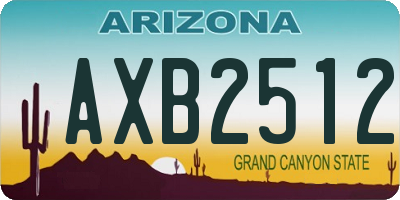 AZ license plate AXB2512