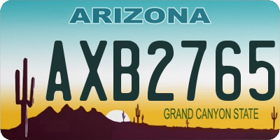 AZ license plate AXB2765