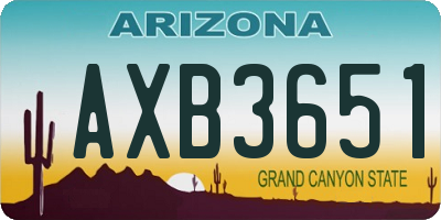 AZ license plate AXB3651