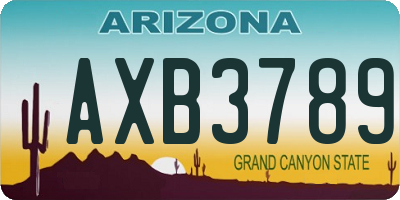 AZ license plate AXB3789
