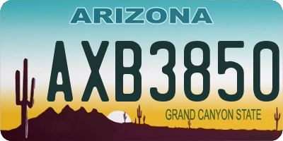 AZ license plate AXB3850