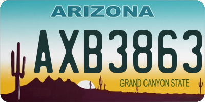 AZ license plate AXB3863