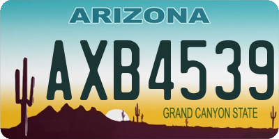 AZ license plate AXB4539