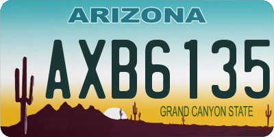 AZ license plate AXB6135