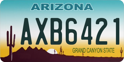 AZ license plate AXB6421