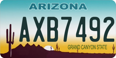 AZ license plate AXB7492