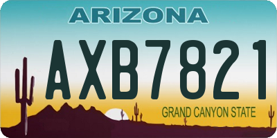 AZ license plate AXB7821