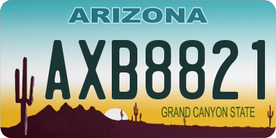 AZ license plate AXB8821