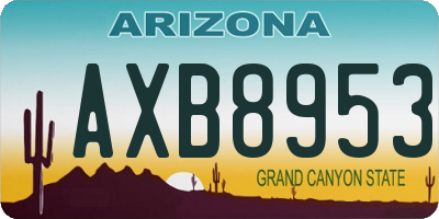 AZ license plate AXB8953