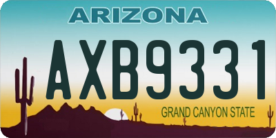AZ license plate AXB9331