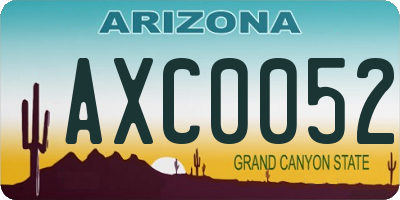 AZ license plate AXC0052
