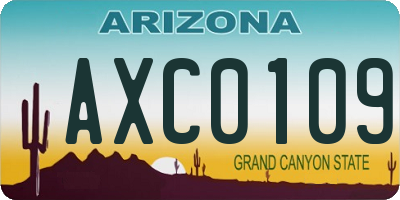 AZ license plate AXC0109