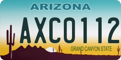AZ license plate AXC0112