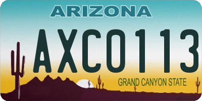AZ license plate AXC0113