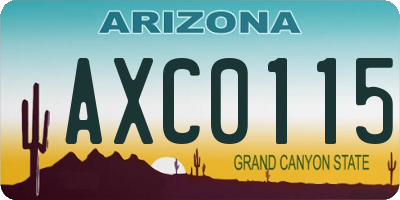 AZ license plate AXC0115