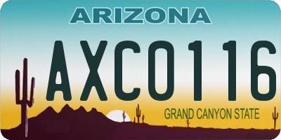 AZ license plate AXC0116