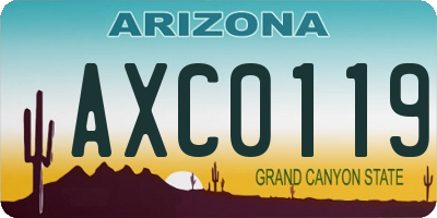 AZ license plate AXC0119