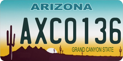 AZ license plate AXC0136