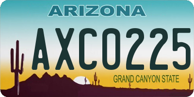 AZ license plate AXC0225