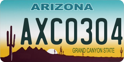 AZ license plate AXC0304