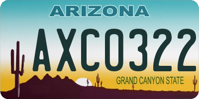 AZ license plate AXC0322