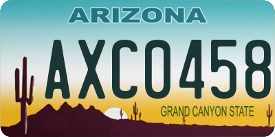 AZ license plate AXC0458