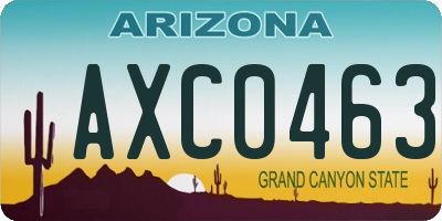 AZ license plate AXC0463