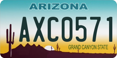 AZ license plate AXC0571