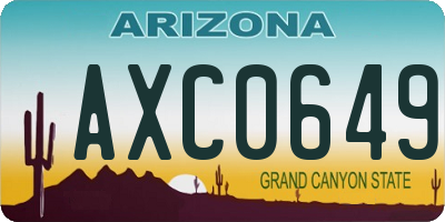 AZ license plate AXC0649