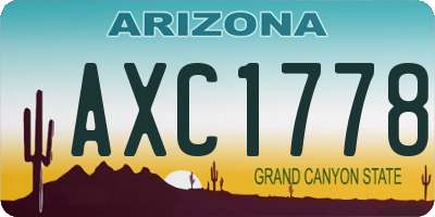 AZ license plate AXC1778
