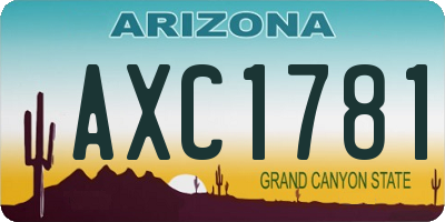 AZ license plate AXC1781